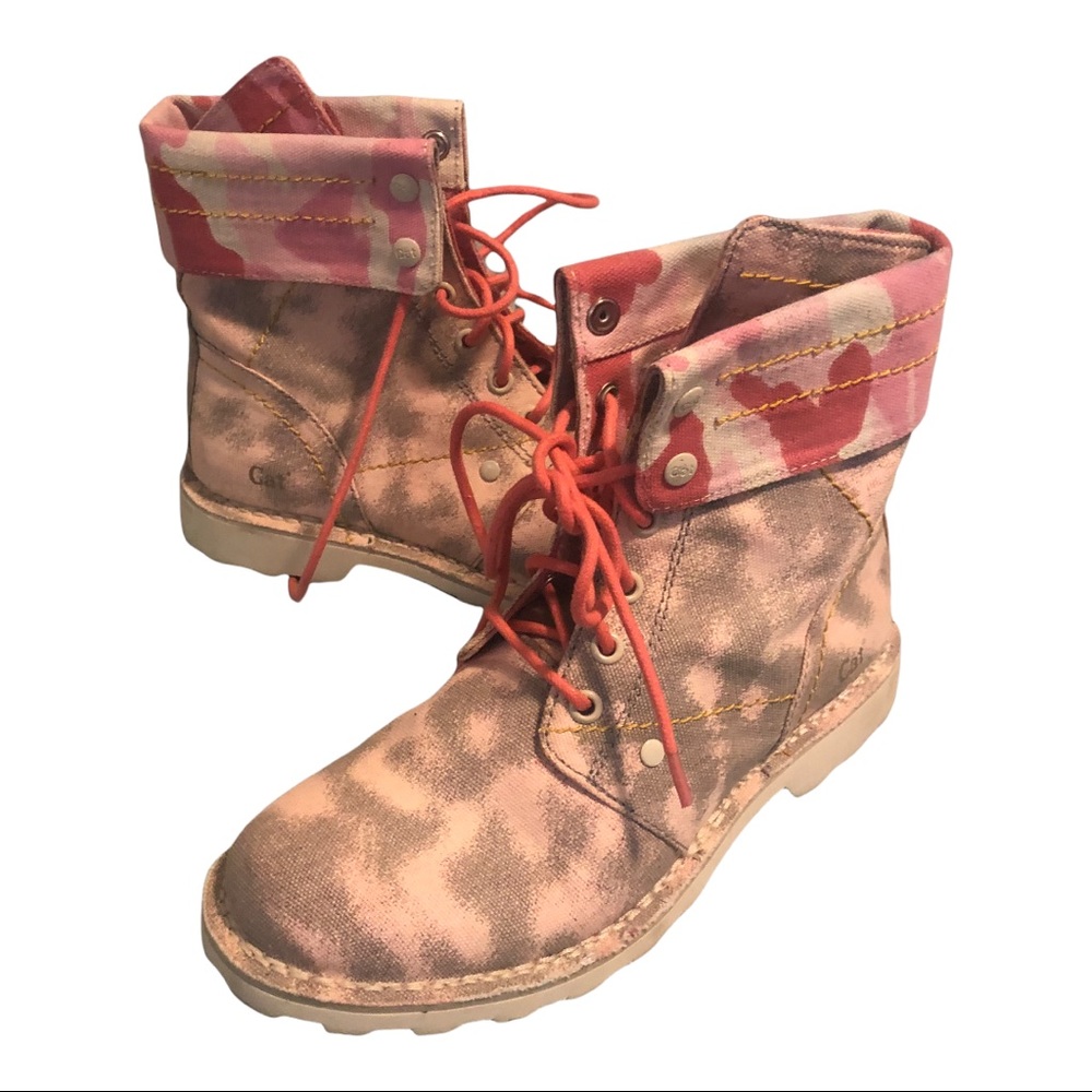 CAT Caterpillar Cheltzie Pink Camo Combat work boots . Sz 7